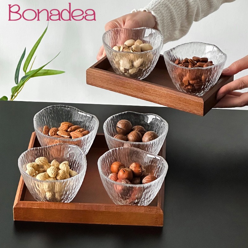 Dried Fruit - Şeffaf Cam Bardaklar Bölmeli Kuruyemiş Tabağı