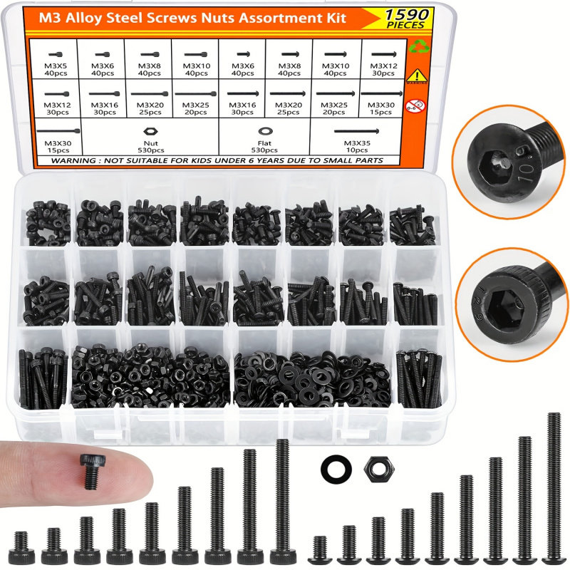 1590PCS M3 Vida Çeşitleri Kiti - Nuts Mix incelemesi ve fiyatı